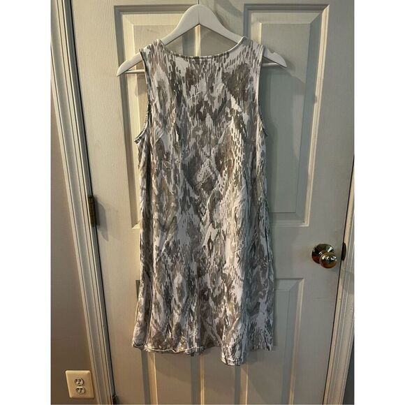 J. Jill Pure Jill White Gray & Tan Ikat Sleeveless Dress sz S NWOT Pockets - Picture 5 of 7